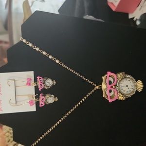 Betsey Johnson Owl earrings and bracelets set.